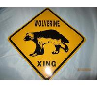 TammieLove Letrero de metal con texto en inglés «Wolverine Xing Crossing Sign» de 40,6 cm y 30,5 x 30,5 cm, color amarillo y negro