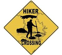 TammieLove Letrero de metal cuadrado de estaño con texto en inglés "Hiker Crossing Hike Senderismo", 30,5 x 30,5 cm