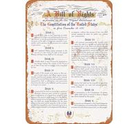 TammieLove Letrero de metal de aluminio de 8 x 12 pulgadas 1791 de la Carta de Derechos de los Estados Unidos, divertido póster de estaño para decoración de pared