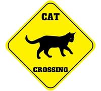 TammieLove Letrero de metal divertido de aluminio con texto en inglés "Cat Crossing", 30,5 x 30,5 cm