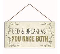 TammieLove Letrero de metal retro vintage con texto en inglés "Bed Breakfast You Make Both - Beautiful Guest Room Home Accessory Gift Sign (25120027)