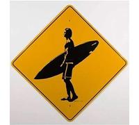 TammieLove Letrero de metal vintage con texto en inglés "Surfer Crossing Xing Highway Route Chris Hicks 1997", símbolo de metal, letrero cuadrado, 30,5 x 30,5 cm