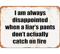 TammieLove Letrero metálico de aluminio con texto "Liar, Pants On Fire", 20,3 x 30,5 cm