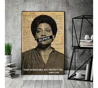 TammieLove Póster de Audre Lorde con cita de Audre Lorde, póster con texto en inglés "Your Silence Will Not Protect You" para decoración de pared de garaje, letrero de metal de 8 x 12 pulgadas