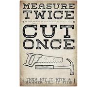 TammieLove Póster de metal para pared con texto en inglés "Carpenter Measure Twice Cut Once", 20,3 x 30,5 cm, TinSignEUa23557