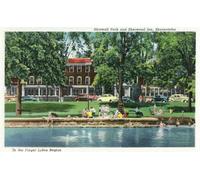 TammieLove Skaneateles Ny Shotwell Park & Sherwood Inn Scene - Letrero de metal retro divertido letrero de estaño, 20 x 30 cm