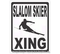 TammieLove Slalom Skier Xing Crossing - Letrero de metal con texto en inglés «Downhill Snow Skiers Skiing Skiing» (20,3 x 30,5 cm)