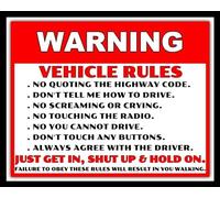 TammieLove TinSign12X12a2184 - Letrero de metal con texto en inglés "Vehicle Rules Highway Code" How To Drive Car Backseat Conductor, letrero de metal cuadrado de 30,5 x 30,5 cm