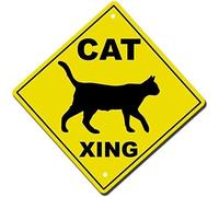 TammieLove TinSign12X12a5896 - Letrero de metal con texto en inglés "Cat Crossing Metal Novedad" (12 x 12 pulgadas)