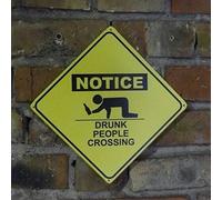 TammieLove TinSign12X12a6062 - Letrero de lata de precaución con texto en inglés "Drunk People Crossing" para decoración al aire libre, 30,5 x 30,5 cm