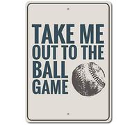 TammieLove Tinsigneua11804 - Letrero con frase de béisbol Take Me Out to The Ball Game, letrero de lata de 8 x 12 pulgadas