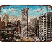 TammieLove Tinsigneua19929 - Letrero de metal de hojalata de 20 x 30 cm, diseño de casa de café o casa Flatiron Building Fifth Avenue