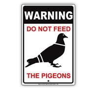 TammieLove TinSignEUa20780 - Letrero de metal de 20 x 30 cm con texto en inglés "Warning Do Not Feed The Pigeons" con gráfico de regla de parque al aire libre, alerta de atención, precaución, aviso de