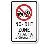 TammieLove TinSignEUa24170 - Letrero de pared con texto en inglés "No Idle Zone It All Adds Up To Cleaner", letrero de metal inflamable, letrero de metal divertido de advertencia de estaño, 20 x 30 cm