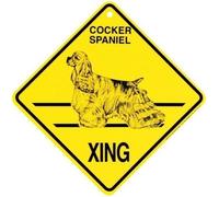 TammieLove TinSignEUa24333 - Señal de metal con forma de diamante con texto en inglés "Cocker Spaniel Dog Xing Caution Warning Crossing", 20 x 30 cm