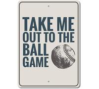TammieLove TinSignEUa2464 - Letrero de frase de béisbol con texto en inglés "Take Me Out To The Ball" (texto en inglés)