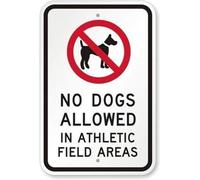 TammieLove TinSignEUa31671 - Señal de advertencia con texto en inglés "No Dogs Allowed in Athletic Field Areas with Graphic Black Red on White State"