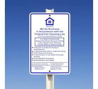 TammieLove Tinsigneua34654 - Letrero de metal con texto en inglés "We Do Business in Accordance with The Federal Fair Housing Law 20.3 cm x 30.5 cm