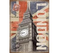 TammieLove TinSignEUa39891 - Tarjeta postal de Londres con la bandera del Big Ben City Union Jack, pequeño letrero de metal y estaño, 8 x 12 pulgadas