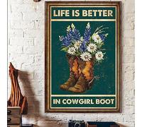 TammieLove TinSignEUa43139 - Placa decorativa para pared con texto en inglés "Cowgirls Life Is Better In Cowgirl Boot Horses Riding Funny For Home Garden"