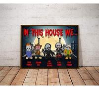 TammieLove TinSignEUa58677 - Póster de Halloween de terror con texto en inglés "In This House We Love Family Dream Big Like Scary Movie Play Game Love Friday" de películas de terror, póster de