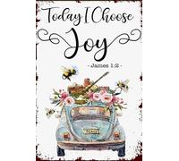 TammieLove TinSignTammieLoveA1859 - Letrero de estaño con diseño de abeja de Navidad, diseño retro vintage con texto en inglés "Today I Choose Joy"