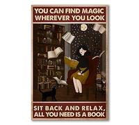TammieLove TinSignTammieLoveA2370 - Letrero de metal retro vintage con texto en inglés "You Can Find Magic Wherever You Look Sit Back And Relax, All You Need Is A Book"