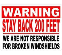 TammieLove TinSignTammieLoveA3218 - Cartel de metal con texto en inglés "Warning Stay Back 200 Feet Not Responsible For Broken Windshields" (200 pies)