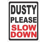 TammieLove Tinsigntammielovea3224 - Letrero de metal con texto en inglés "Dusty Please Slow Down Help Keep Dust Level Low On Dirt Roads", retro, vintage, póster de metal, decoración de pared, 20,3 x
