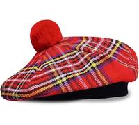 Tammy Gorra/sombrero | Tartan Tam O' Shanter con pompón | Forro de satén | Scottish Heritage, Royal Stewart Tartán, Talla única
