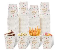 Tamone Paquete de 100 tazas de café desechables de 9 onzas, tazas de café a prueba de fugas, tazas de papel de árbol de Navidad verde y rojo para café frío/caliente, chocolate, cacao para oficina en