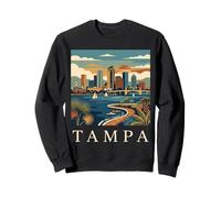 Tampa Florida Retro Vintage Skyline Bay Waterfront Atardecer Sudadera