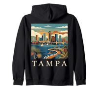 Tampa Florida Retro Vintage Skyline Bay Waterfront Atardecer Sudadera con Capucha