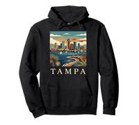Tampa Florida Retro Vintage Skyline Bay Waterfront Atardecer Sudadera con Capucha