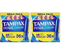 Tampax Compak Pearl Regular Tampones con Aplicador - 36 Unidades (Paquete de 2)