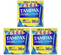 Tampax Compak Pearl Regular Tampones con Aplicador - 36 Unidades (Paquete de 3)