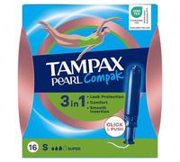 Tampax Compak Pearl Super Con Aplicador, Tampón Comodo, Protección Y Discreción, 16 Unidades