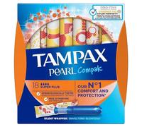 Tampax Compak Pearl Super Plus con Aplicador, Tampón Óptimo en Comodidad, Protección Y Discreción, 16 Unidades