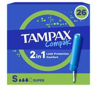 Tampax Compak Super Almohadillas con Aplicador x26 Protección contra fugas y Confort