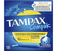 Tampax Tampones Compak Regular – Con aplicador, protección contra fugas – 18 unidades