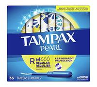 Tampax Pearl Plastic Unscented Tampons, Regular, 36 Count