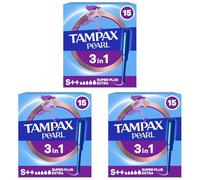 Tampax Pearl Super Extra Plus Tampones Con Aplicador, 15 Unidades (Paquete de 3)