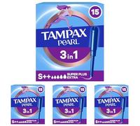 Tampax Pearl Super Extra Plus Tampones Con Aplicador, 15 Unidades (Paquete de 4)