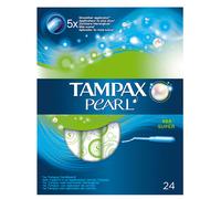 Tampax Tampones Pearl Super Con Aplicador Suave, Pack de 24, 3 en 1 Protección Antifugas, Comodidad Y Fácil Inserción