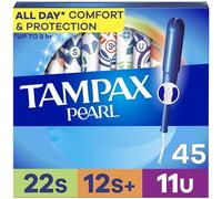 Tampax Pearl Tampones para mujer, paquete múltiple, con trenzado LeakGuard, super/súper Plus/ultra absorción, sin perfume, 45 unidades