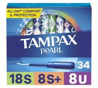 Tampax Pearl Tampons, Multipack, Super/Super Plus/Ultra Absorbency, With LeakGuard Braid, 34 Count