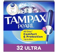 Tampax Pearl Tampons Ultra Absorbencia con Trenza Antifugas, sin perfume, 32 unidades