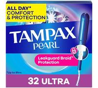 Tampax Pearl Tampons Ultra Absorbencia con Trenza Antifugas, sin perfume, 32 unidades