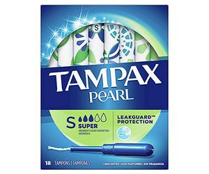 Tampax Plástico perlado, súper absorbencia, tampones sin perfume, 18 unidades