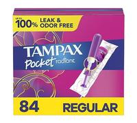 Tampax Pocket Radiant - Tampones de plástico compactos, con trenzado LeakGuard, absorción regular, sin perfume, 28 unidades